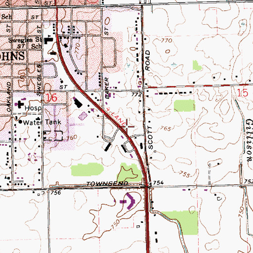Topographic Map of Clinton County Medical Center, MI