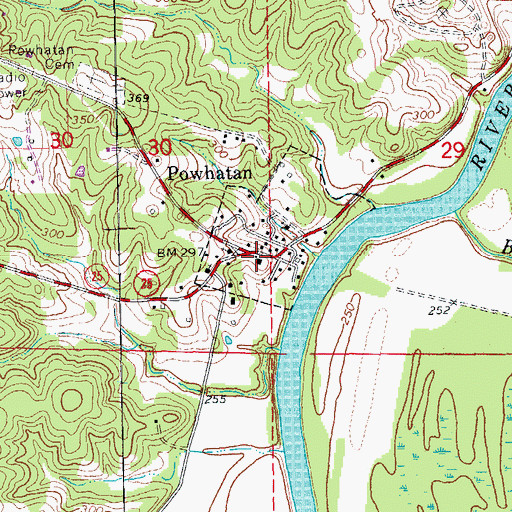 Topographic Map of Powhatan Courthouse (historical), AR