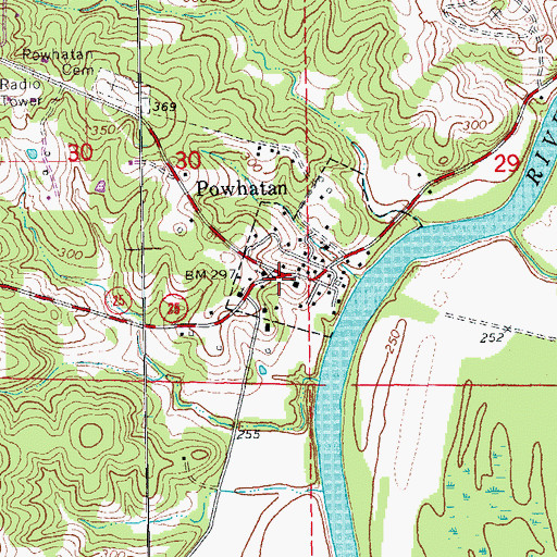 Topographic Map of Powhatan Historic State Park, AR