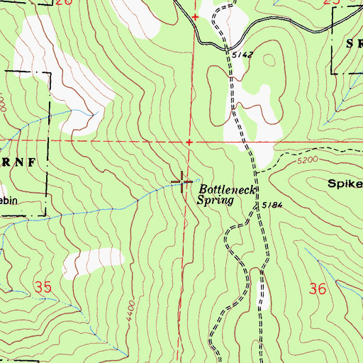 Topographic Map of Bottleneck Spring, CA
