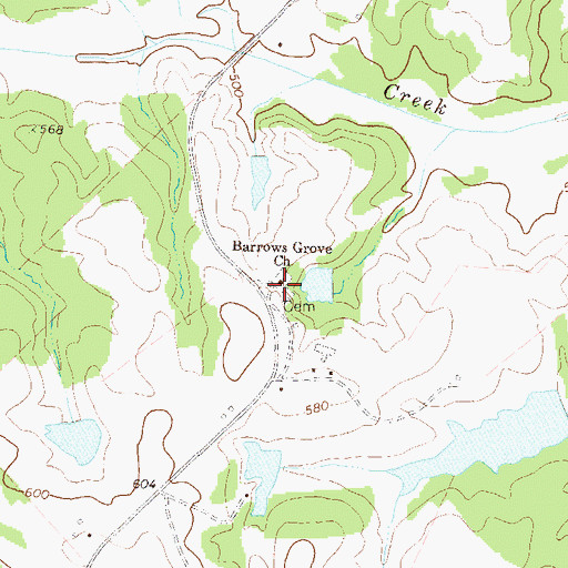 Topographic Map of Barrows Grove Cemetery, GA