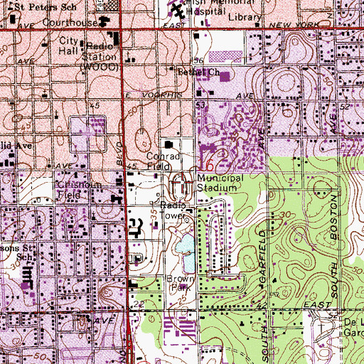 Topographic Map of Spec Martin Memorial Stadium, FL