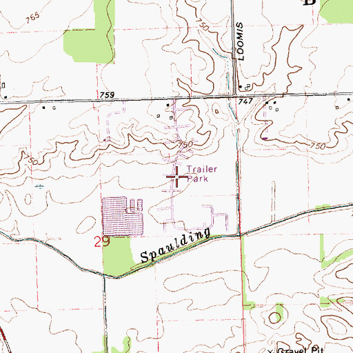 Topographic Map of Meadows of Saint Johns Mobile Home Park, MI
