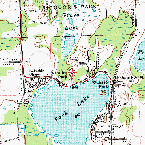 Topographic Map of Park Lake Mobile Home Court, MI