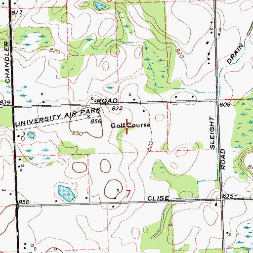 Topographic Map of Chardell Golf Course, MI