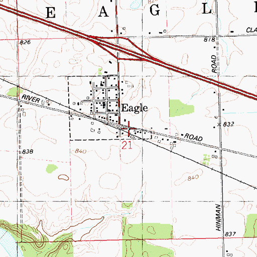 Topographic Map of Eagle Post Office, MI