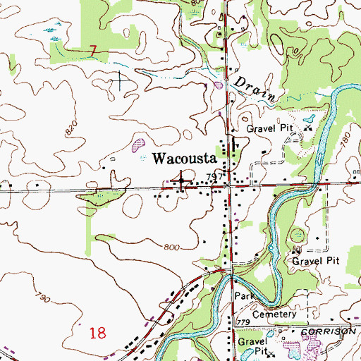 Topographic Map of Wacousta Community United Methodist Church, MI