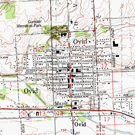 Topographic Map of Ovid Post Office, MI