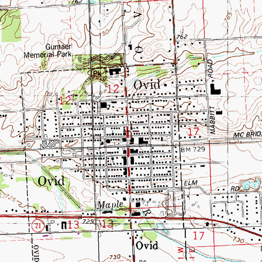 Topographic Map of Ovid Public Library, MI
