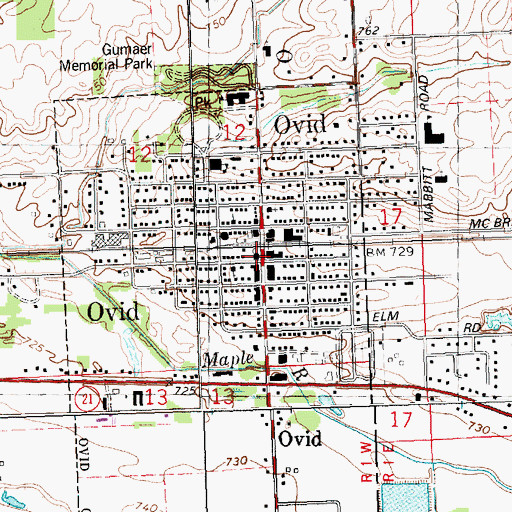 Topographic Map of Ovid Police Department, MI