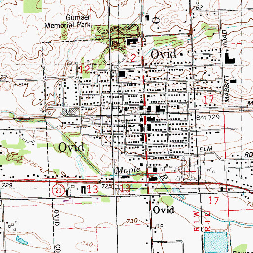 Topographic Map of United Church of Ovid, MI