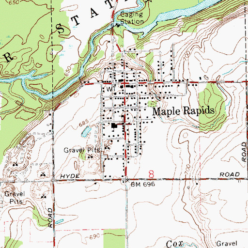 Topographic Map of Hope Bible Baptist Church, MI