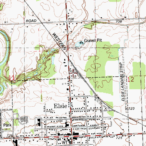 Topographic Map of Elsie Station, MI