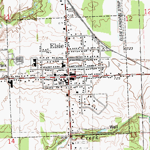 Topographic Map of Elsie Post Office, MI