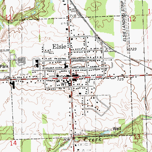 Topographic Map of Elsie Village Hall, MI