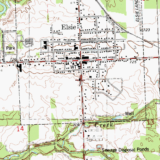 Topographic Map of Elsie Family Health Care Center, MI