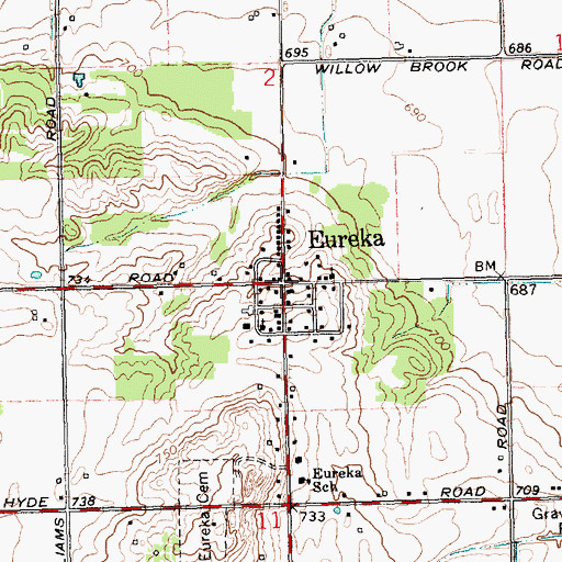 Topographic Map of Eureka Post Office, MI