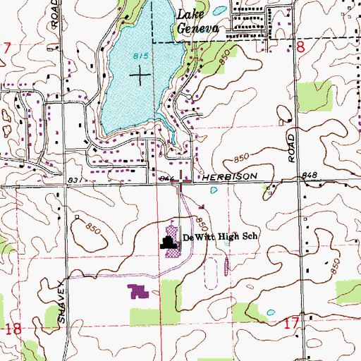 Topographic Map of DeWitt Christian Church, MI