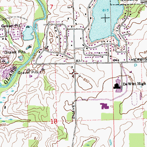 Topographic Map of DeWitt Public Library, MI
