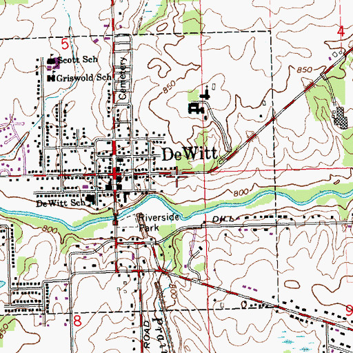 Topographic Map of Dewitt Police Department, MI