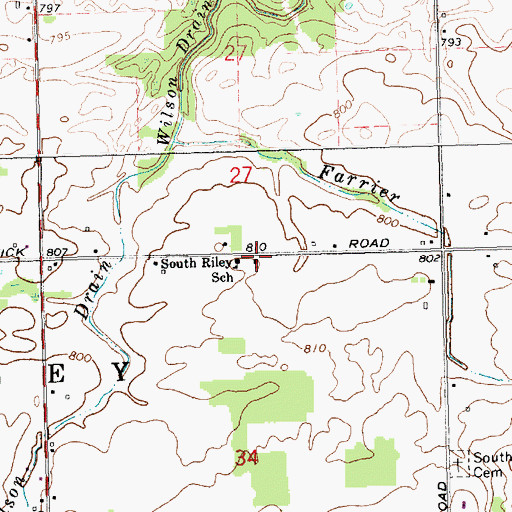 Topographic Map of South Riley Church, MI