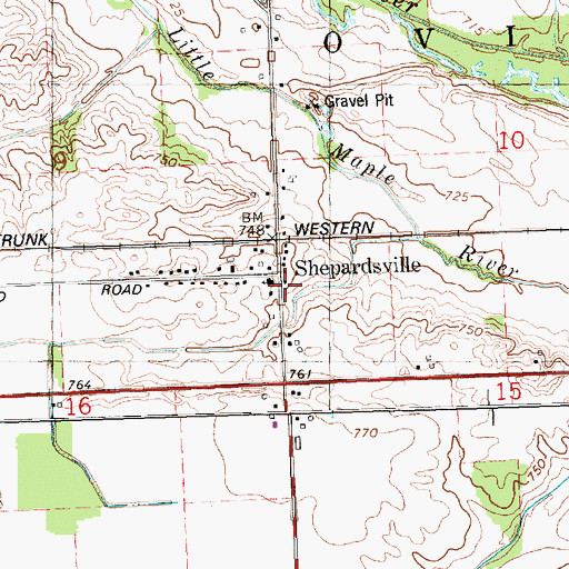 Topographic Map of Shepardsville United Methodist Church, MI