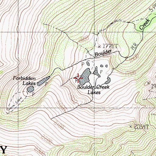 Topographic Map of Boulder Creek Lakes, CA