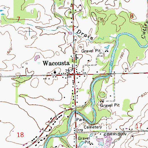 Topographic Map of Wacousta Post Office (historical), MI