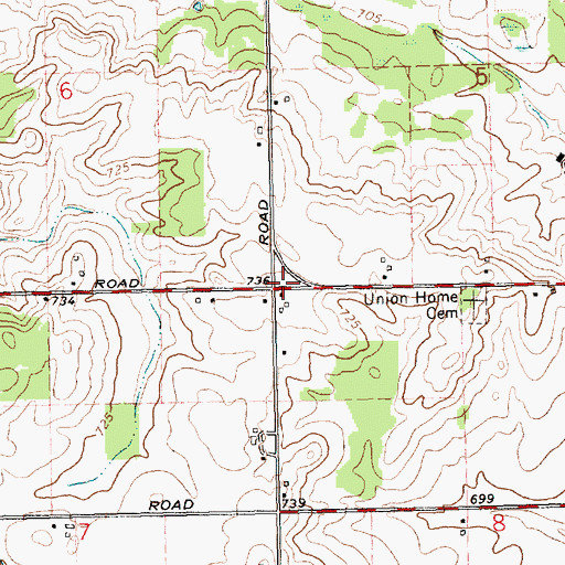 Topographic Map of Union Home Post Office (historical), MI