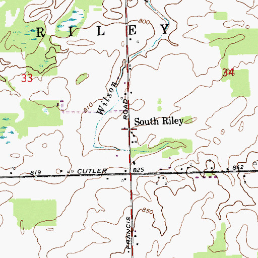 Topographic Map of South Riley Post Office (historical), MI