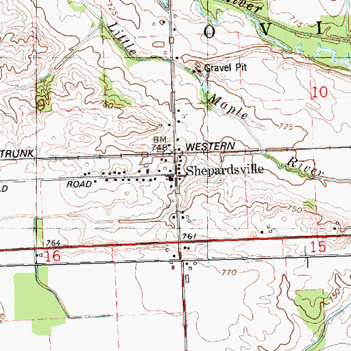 Topographic Map of Shepardsville Post Office (historical), MI