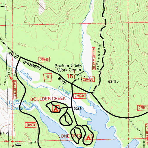 Topographic Map of Boulder Creek Work Center, CA