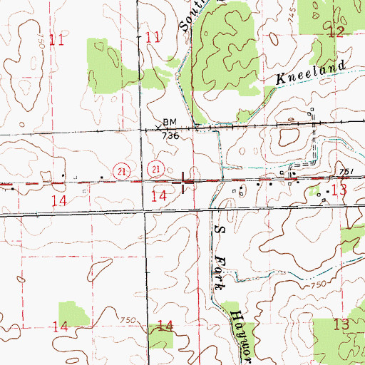 Topographic Map of Lyon's Mill Post Office (historical), MI