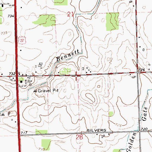Topographic Map of French Road Cemetery, MI