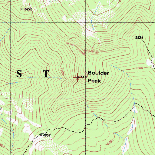 Topographic Map of Boulder Peak, CA