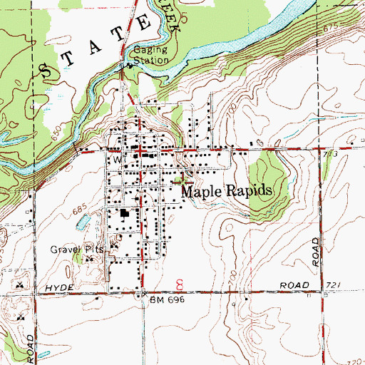 Topographic Map of Maple Rapids Village Cemetery, MI