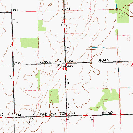 Topographic Map of Richmond Cemetery, MI