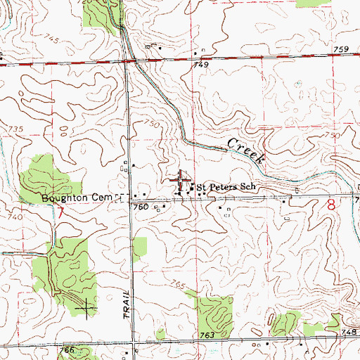 Topographic Map of Saint Peter's Lutheran Cemetery, MI