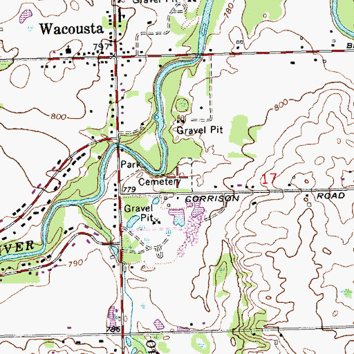 Topographic Map of Wacousta Cemetery, MI