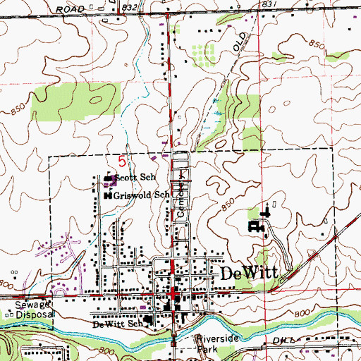 Topographic Map of DeWitt Cemetery, MI