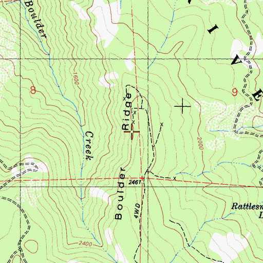Topographic Map of Boulder Ridge, CA