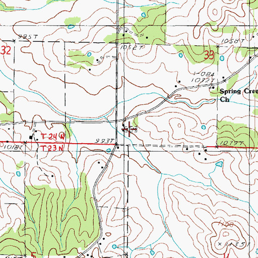 Topographic Map of Blue Mound Cemetery, MO