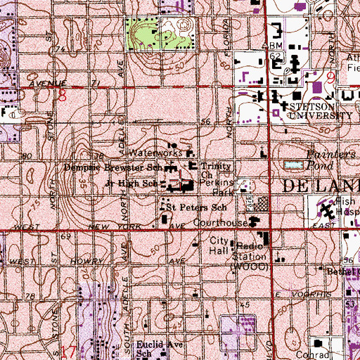 Topographic Map of Volusia County School Administration Complex, FL