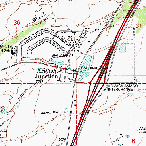 Topographic Map of Arivaca Junction, AZ
