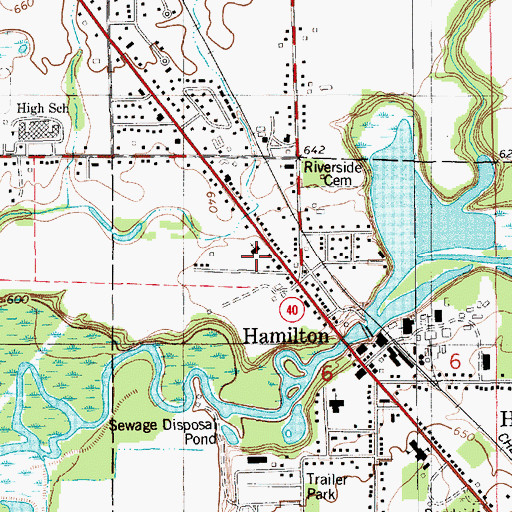 Topographic Map of Hamilton Reformed Church, MI