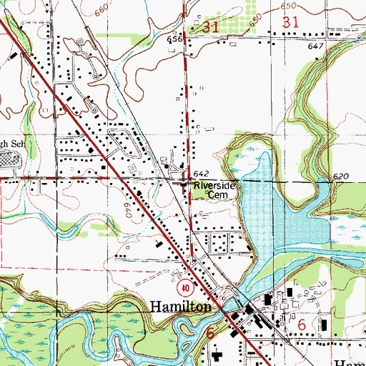 Topographic Map of Hamilton Christian Reformed Church, MI