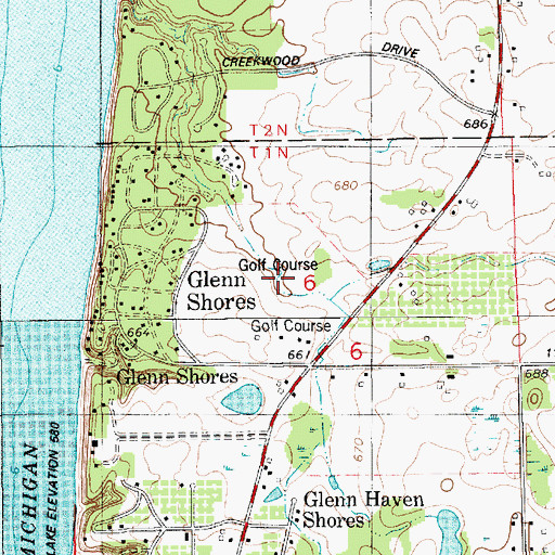 Topographic Map of Glenn Shores Golf Club, MI