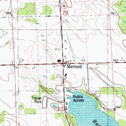 Topographic Map of Merson Post Office (historical), MI