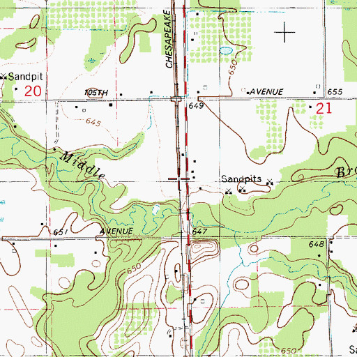 Topographic Map of Lee Post Office (historical), MI