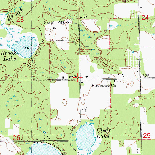 Topographic Map of Horseshoe Post Office (historical), MI